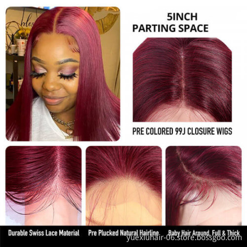 Cheap wholesale lace Closure front red #99j burgundy 100% cuticle wink raw virgin remy Human Hair For Black Women Wig vendor